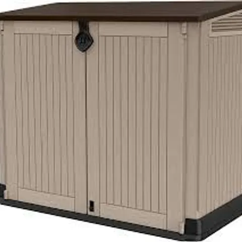 BOXED KETER STORE-IT-OUT MIDI GARDEN STORAGE BOX - BEIGE/BROWN