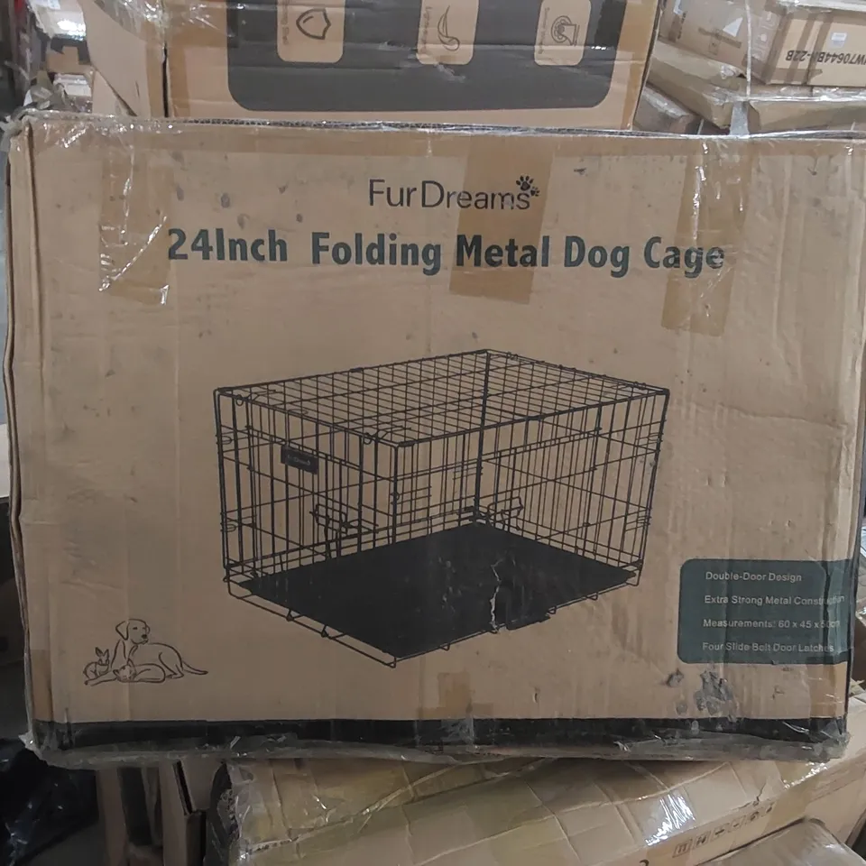 BOXED FURDREAMS 24 INCH FOLDING METAL DOG CAGE