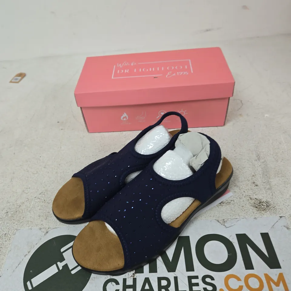 DR LIGHTFOOT JENNY NAVY OPEN-TOE SANDALS UK 7