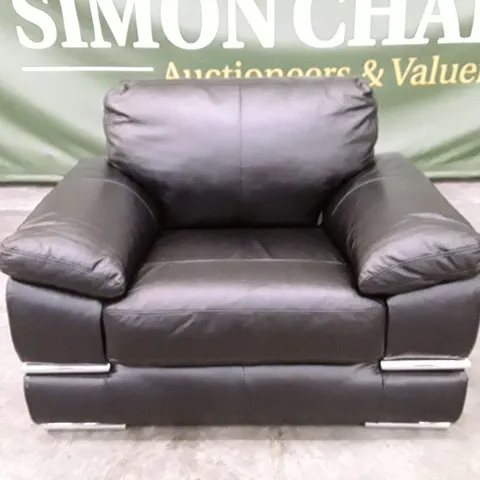 QUALITY DESIGNER ARMCHAIR - BLACK LEATHER