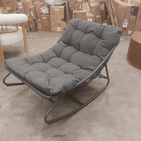 OUTDOOR CAILI ROCKING POWDER COATED STEEL CHAIR WITH CUSHIONS FRAME COLOUR:DARK GREY CUSHION COLOUR: DARK GREY