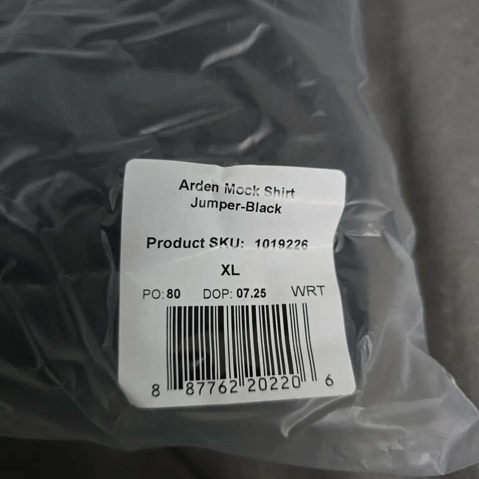 BAGGED SAINT + SOFIA  ARDEN MOCK SHIRT JUMPER – BLACK, UK XL
