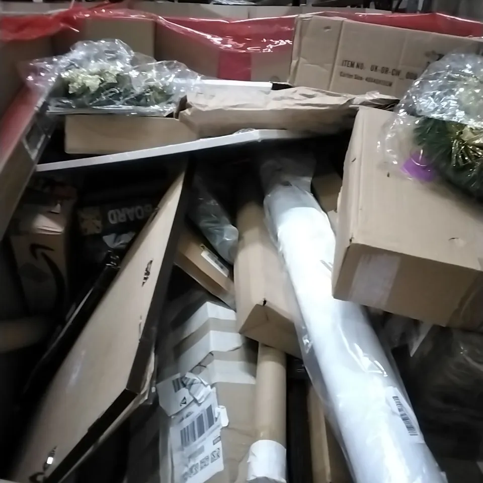 PALLET OF HOUSEHOLD ITEMS TO INCLUDE TOILET SAFETY RAILS, LED DIMMABLE CEILING, RETRACTABLE SAFETY GATE, 12V SOLAR BATTERY CHARGER AND OTHER ASSORTED ITEMS...