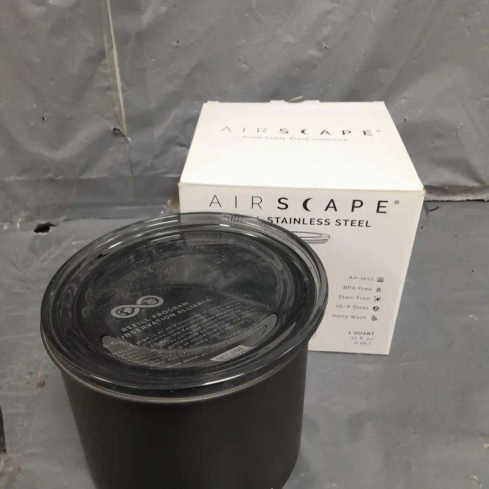 BOXED AIRSCAPE STAINLESS STEEL COFFEE CANISTER 
