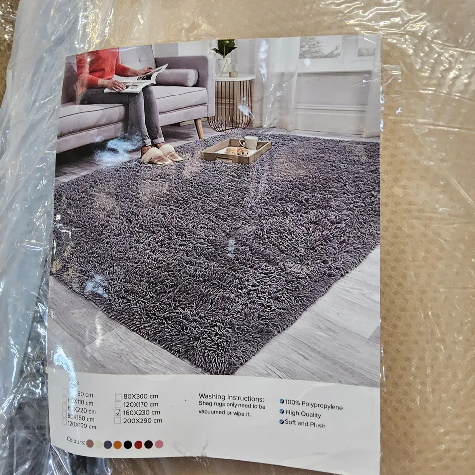 BAGGED FLUFFY SHAGGY AREA RUG 160 × 230