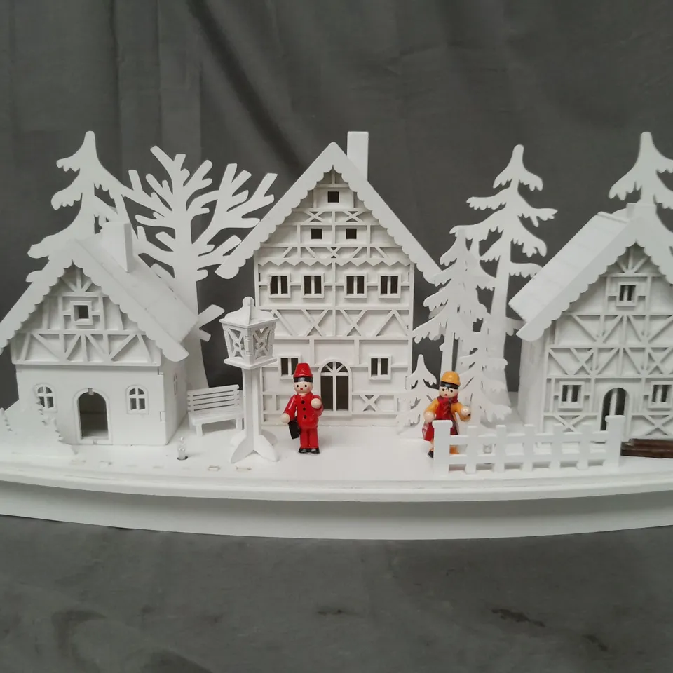 CHRISTMAS WHITE WOOD LIT VILLAGE SCENE RRP £34.99