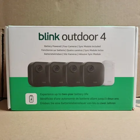 BOXED BLINK OUTDOOR 4 WIRELESS SECURITY CAMERA KIT