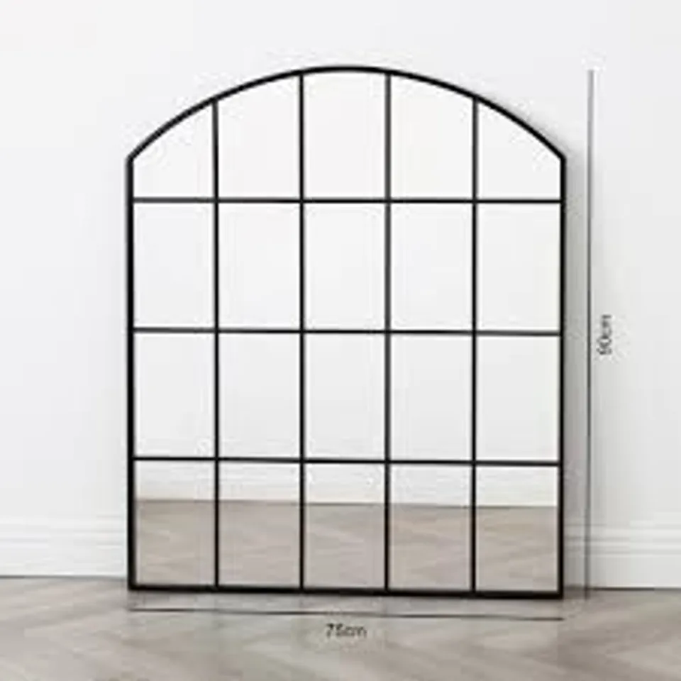 BOXED AION ARCH METAL WALL MIRROR - BLACK FRAME // SIZE 90 x 75cm (1 BOX)