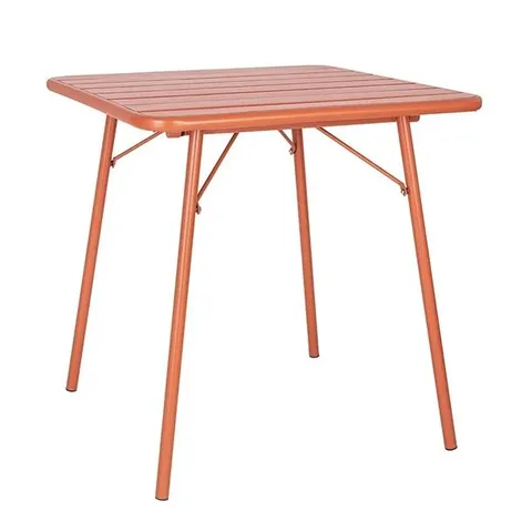 BOXED BOLERO AMALFI SLATTED STEEL SQUARE FOLDING TABLE TERRACOTTA 700MM
