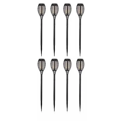 GARDEN STORIES SET OF 8 FLAME EFFECT BLACK STAKE LIGHTS
