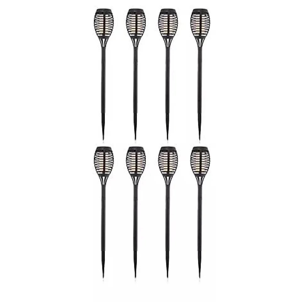 GARDEN STORIES SET OF 8 FLAME EFFECT BLACK STAKE LIGHTS