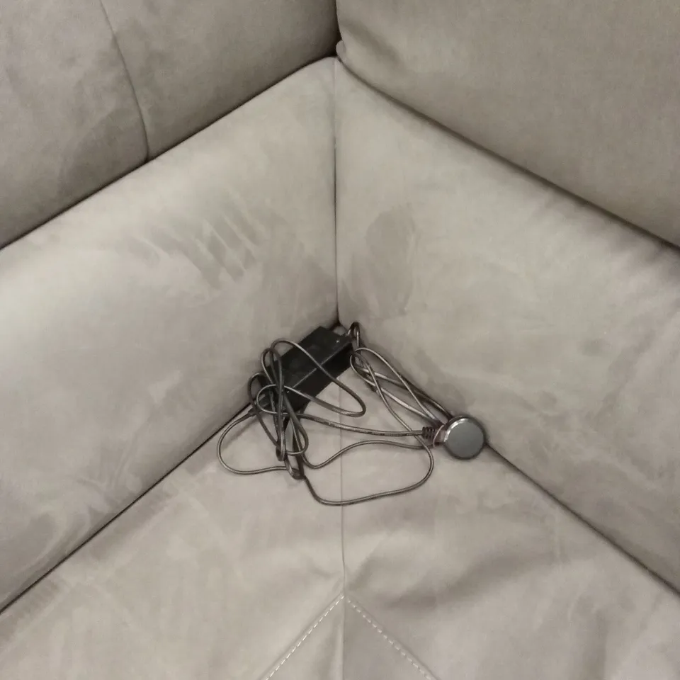 QUALITY DESIGNER ITALIAN MADE MARTINE ELECTRIC RECLINER CORNER CHAISE SOFA IN MICROFIBER STONE GREY FABRIC