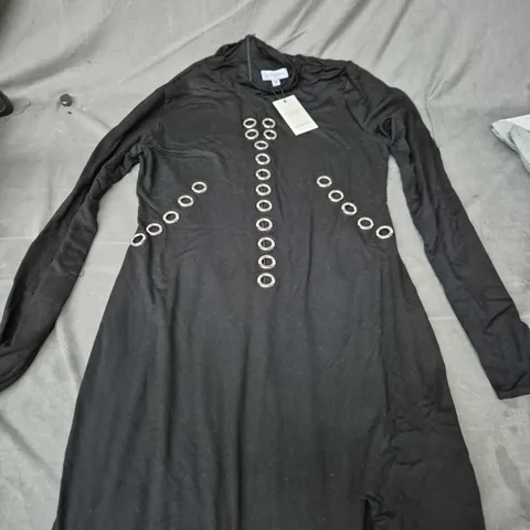 Lulu Souza Women’s Black Dress with Circular Ring Embellishments – Size M