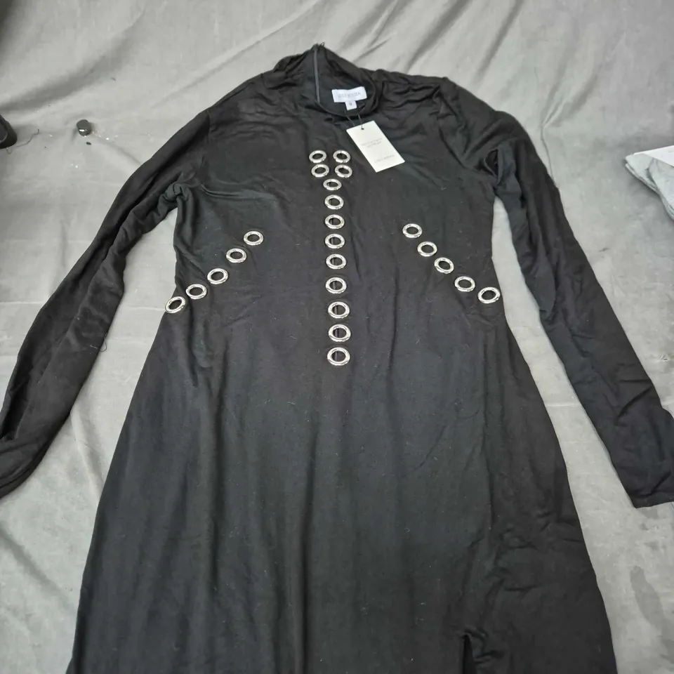 Lulu Souza Women’s Black Dress with Circular Ring Embellishments – Size M