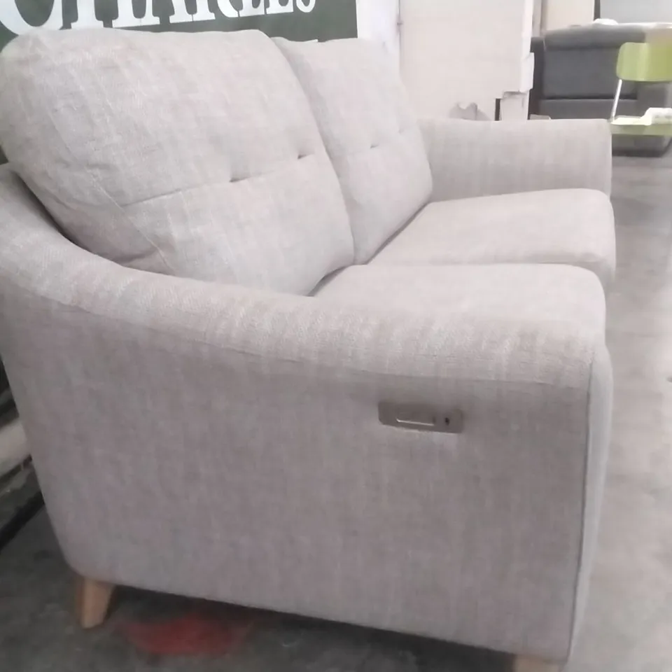 QUALITY G-PLAN BRITISH MADE HARDWOOD FRAMED BEIGE FABRIC POWER RECLINING THREE SEATER SOFA