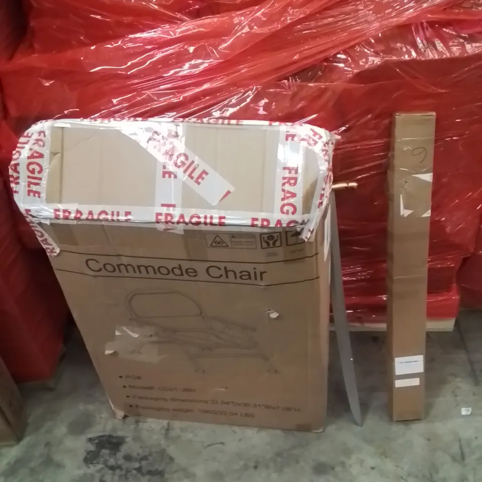 PALLET OF ASSORTED HOUSEHOLD GOODS AND PRODUCTS TO INCLUDE;AQUARIUM LED LIGHT,KIDS SWORD,COMMODE CHAIR 