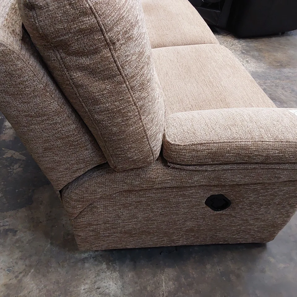 QUALITY BRITISH DESIGNER G PLAN SEATTLE MANUAL RECLINING THREE SEATER SOFA BOUCLE COCOA FABRIC 