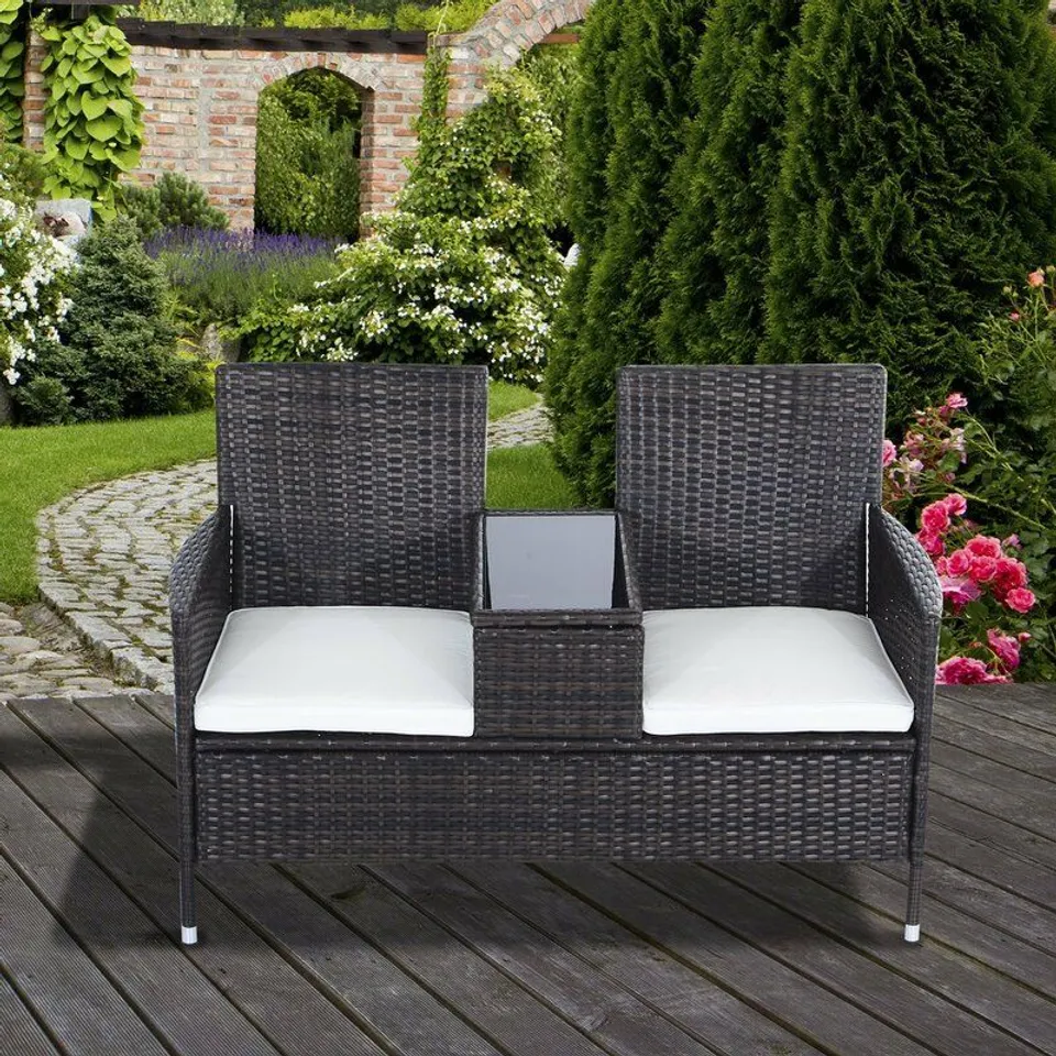 SEIDEL RATTAN LOVE SEAT - BROWN