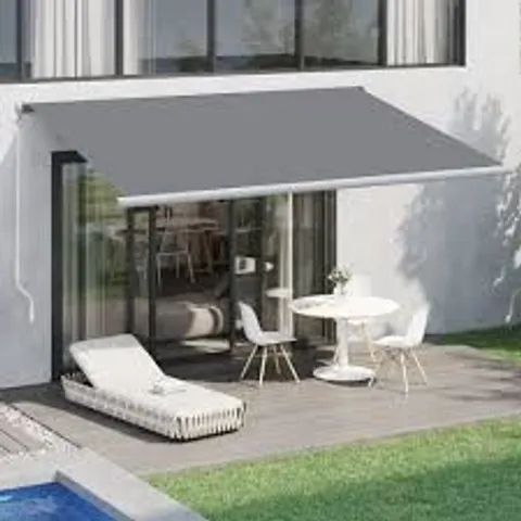 BOXED DAKOTA FIELDS GREY COVER RETRACTABLE PATIO AWNING (1 BOX)