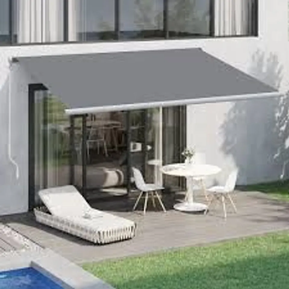 BOXED DAKOTA FIELDS GREY COVER RETRACTABLE PATIO AWNING (1 BOX)
