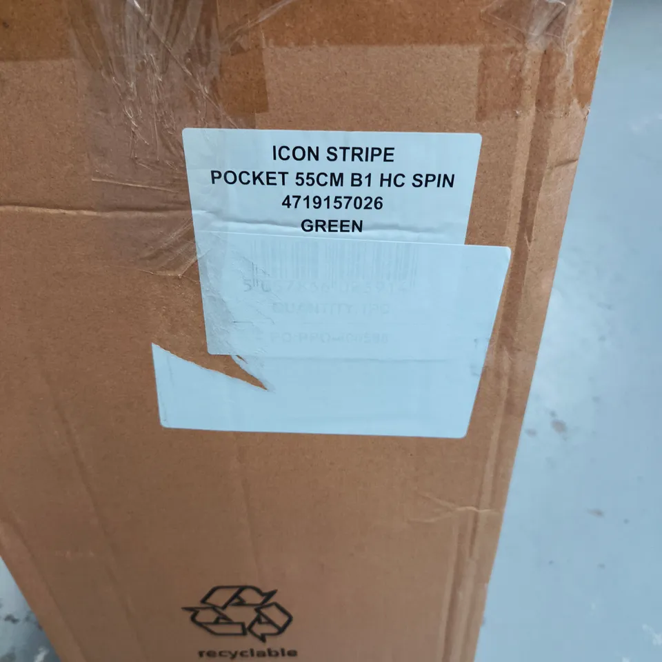 ANTLER ICON STRIPE POCKET 55CM GREEN SUITCASE WITH WHEELS BOXED