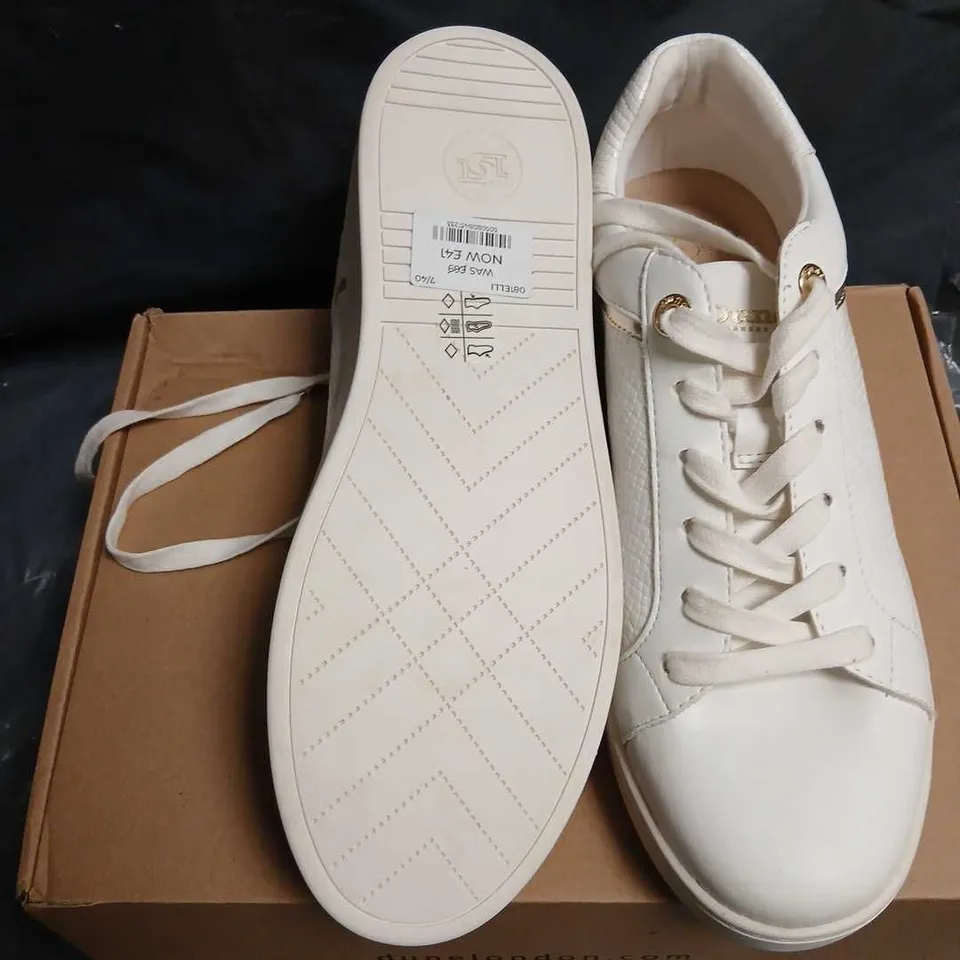 DUNE LONDON ELLI WHITE SNEAKERS – UK 7 (EU 40) – WHITE SYNTHETIC