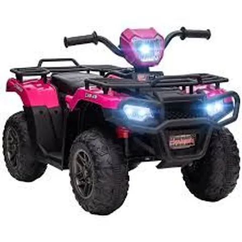 BOXED HOMCOM 12V KIDS QUAD BIKE WITH FORWARD, REVERSE FUNCTIONS, RIDE-ON ATV W/ MUSIC, LED, HEADLIGHTS, FOR AGES 3-5 YEARS - PINK