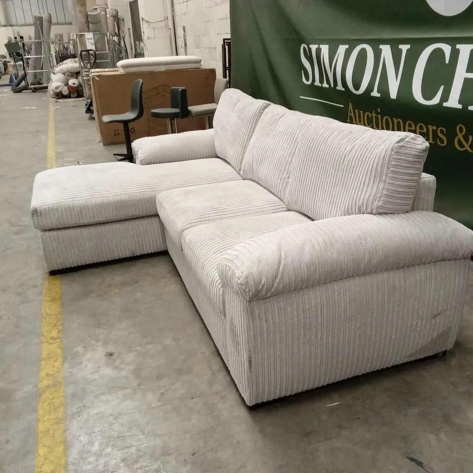 AMALFI STANDARD BACK FABRIC LEFT HAND 3 SEATER CHAISE SOFA - SILVER RRP £899