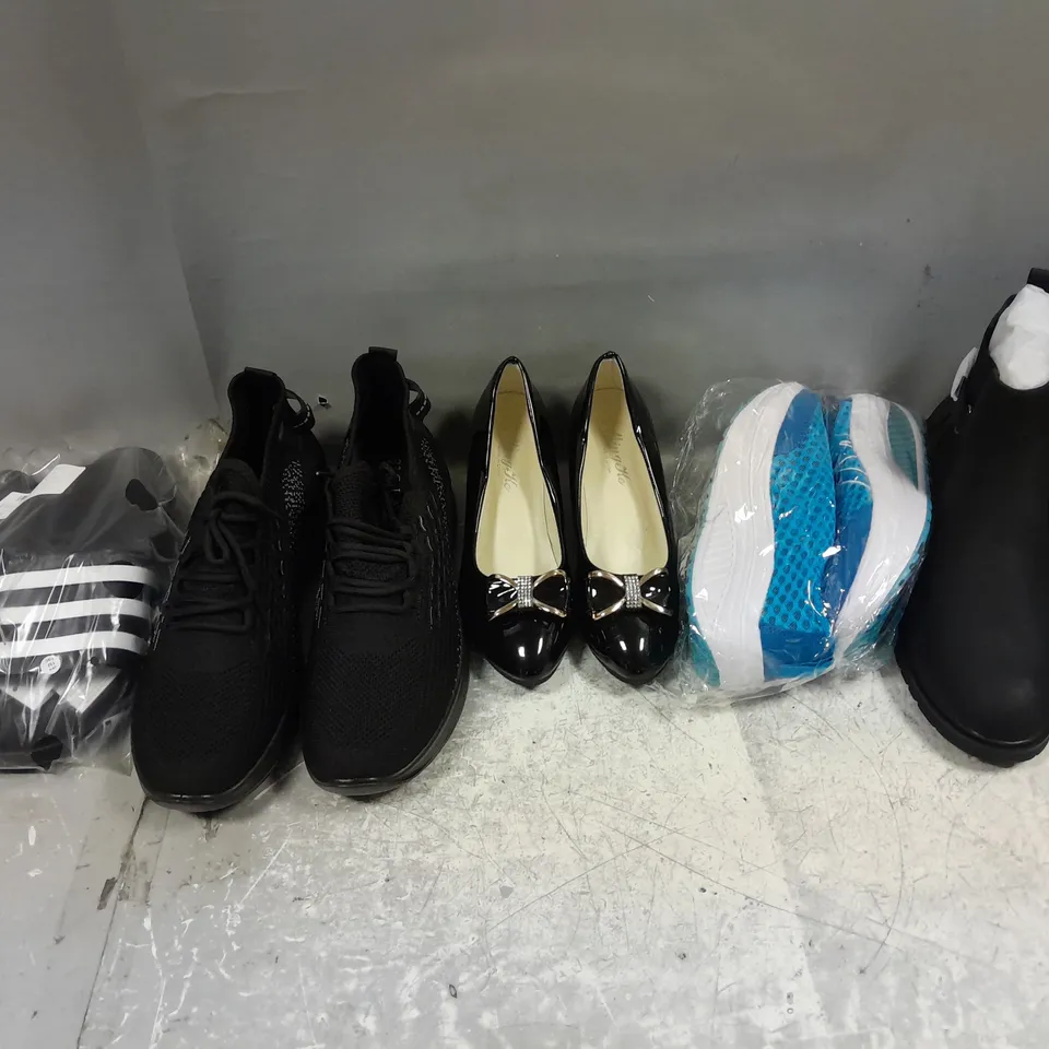 BOX OF APPROXIMATELY 15 PAIRS OF ASSORTED SHOES IN VARIOUS STYLES, COLOURS AND SIZES