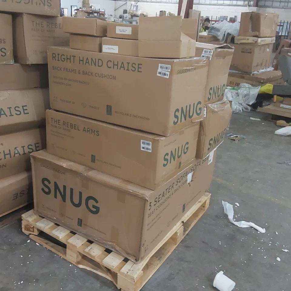 PALLET CONTAINING A LARGE QUANTITY OF ASSORTED SNUG SOFA PARTS