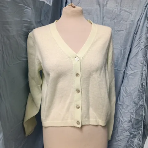 JIGSAW MERINO CASHMERE V-NECK CARDIGAN – GREEN, UK M