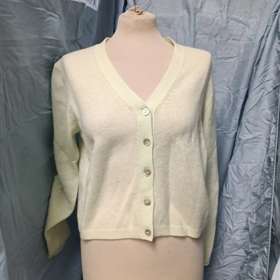 JIGSAW MERINO CASHMERE V-NECK CARDIGAN – GREEN, UK M