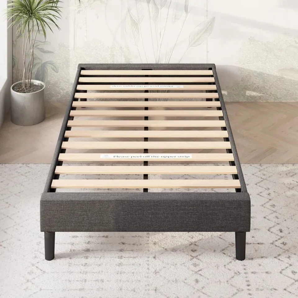 BOXED UPHOLSTERED ESSENTIAL KING SIZE PLATFORM BED - 1 BOX