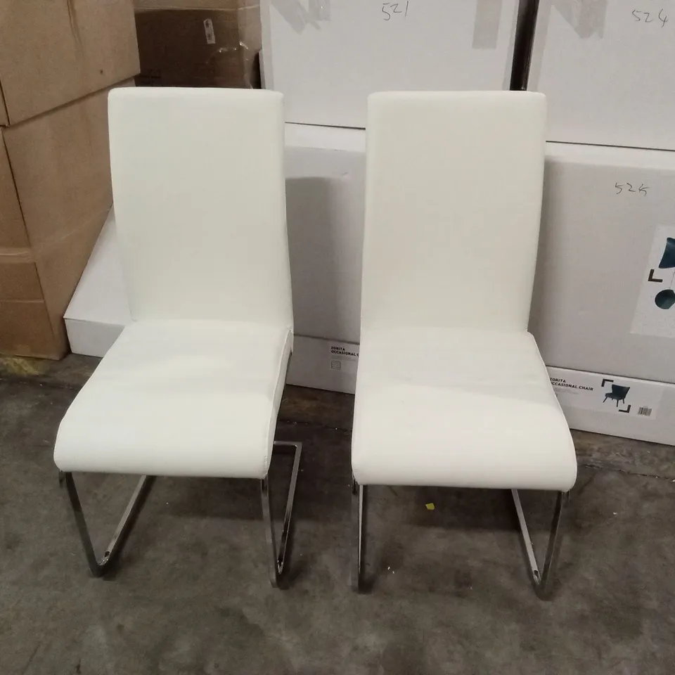 SET OF 2 DESIGNER FAUX LEATHER DINING CHAIRS 