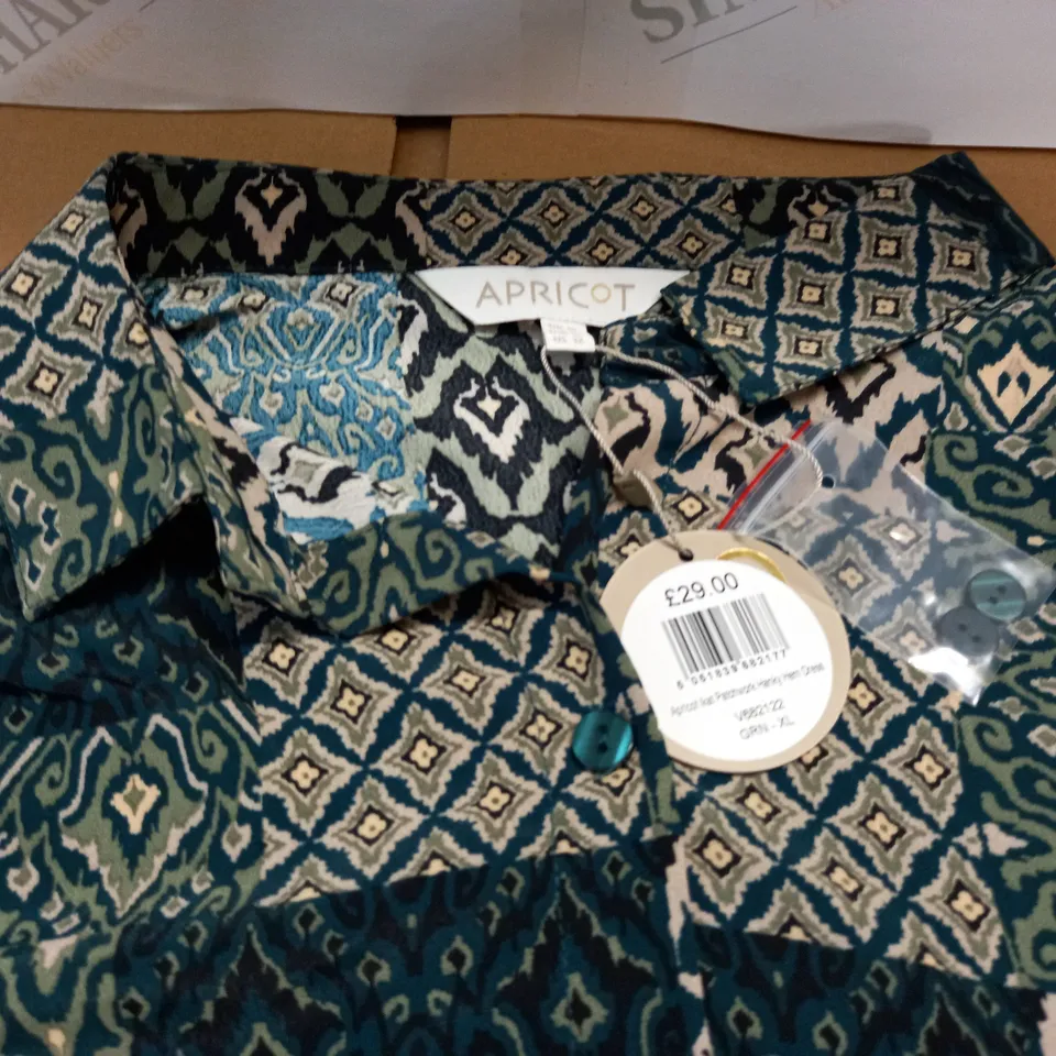 APRICOT IKAT PATCHWORK HANKY HEM DRESS - XL
