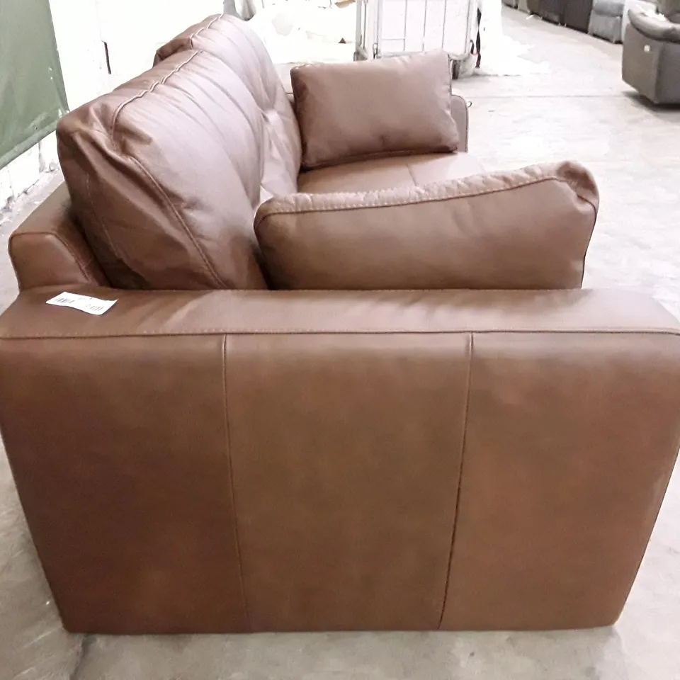 DESIGNER ARDEN 3 SEATER SOFA - BROWN LEATHER 