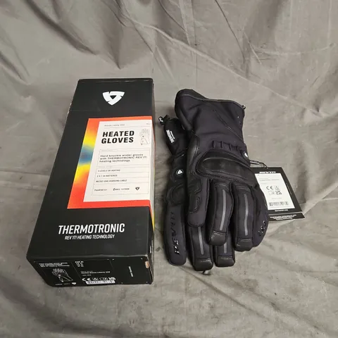 BOXED REV'IT! LIBERTY H20 HEATED GLOVES IN BLACK SIZE XL