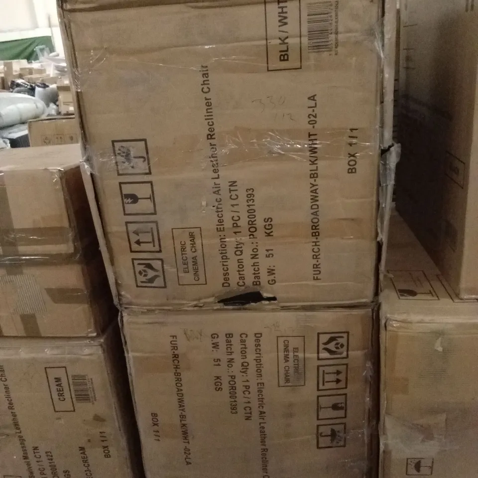 2 x BOXED ELECTRIC AIR LEATHER RECLINER CHAIR PIECES // INCOMPLETE SOFA, PARTS ONLY