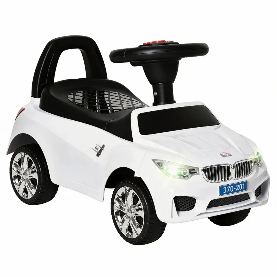 BOXED RIDE ON SLIDING CAR BABY WALKER HORN MUSIC WORKING LIGHTS STORAGE NO POWER WHITE~370-201WT