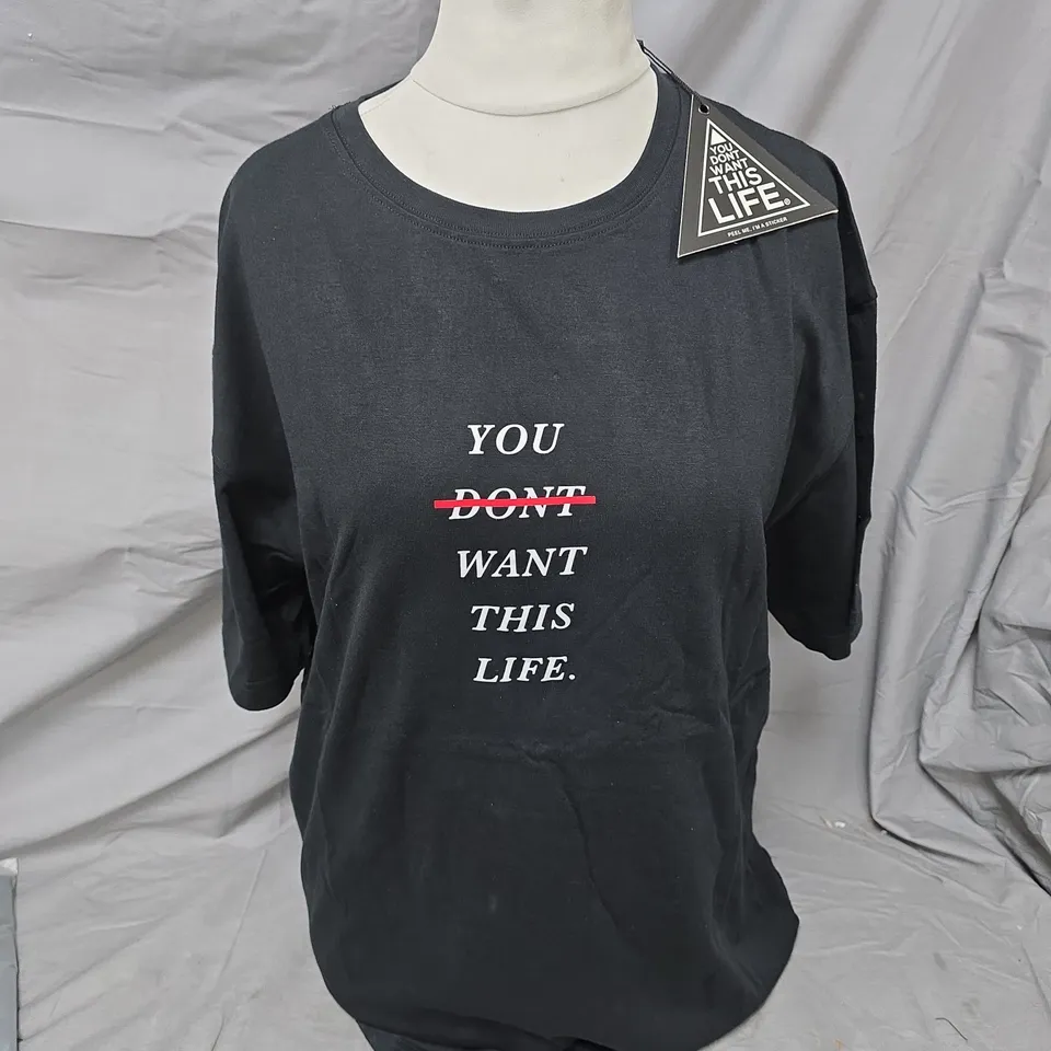 YOU DON'T WANT THIS LIFE BLACK REDLINE OVERSIZED T-SHIRT – SIZE S
