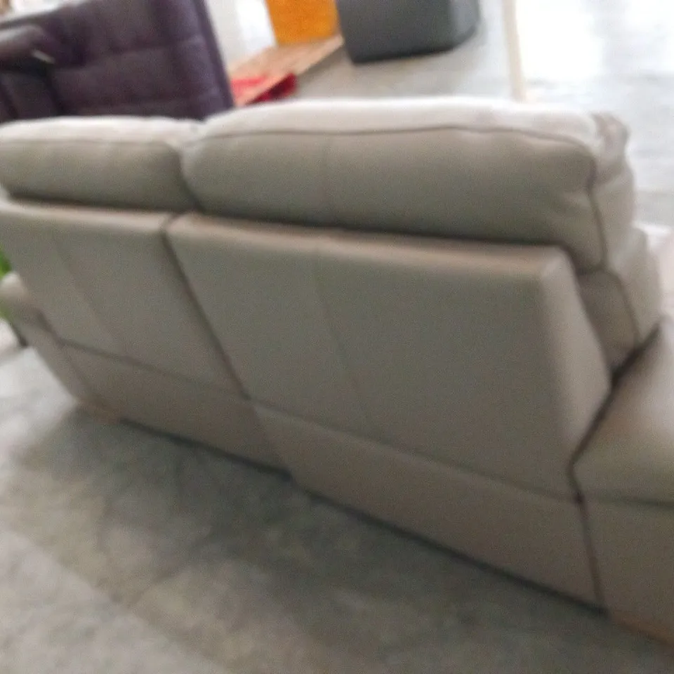 DESIGNER ITALIAN MADE MERRY DOVE GREY LEATHER THREE SEATER ELECTRIC RECLINING SOFA