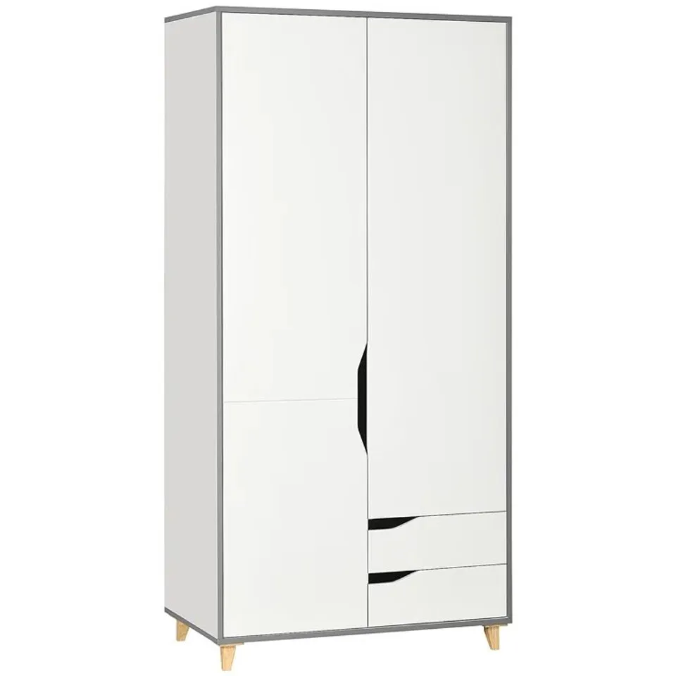 BOXED KERTU 2 DOOR MANUFACTERED WOOD WARDROBE (2 BOXES)