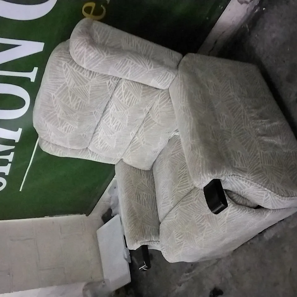 QUALITY DESIGNER BEIGE PATTERNED FABRIC POWER RECLINER ARMCHAIR 