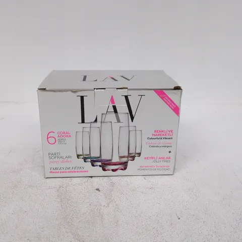 LAV 6-PIECE CORAL ADORA GLASSWARE SET