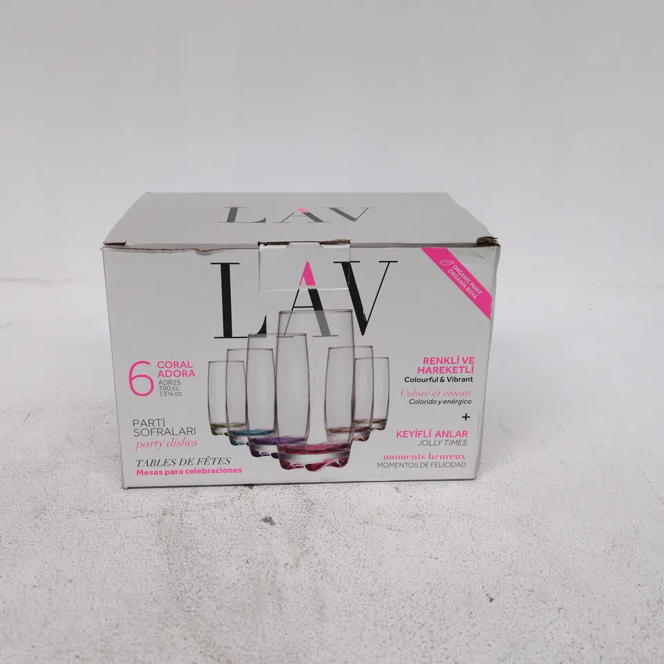 LAV 6-PIECE CORAL ADORA GLASSWARE SET