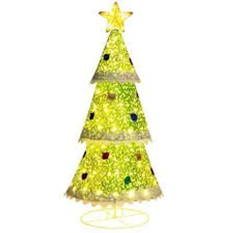 BOXED COSTWAY 4.6 FT COLLAPSIBLE CHRISTMAS TREE, POP-UP XMAS TREES WITH 110 LED LIGHTS AND TOP STAR, PRE-LIT HOLIDAY FESTIVAL DECORATION FOR INDOOR OUTDOOR