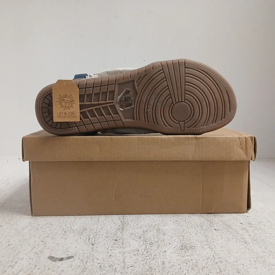 BOXED PAIR OF JO & JOE OPEN TOE SANDALS IN NAVY SIZE 6