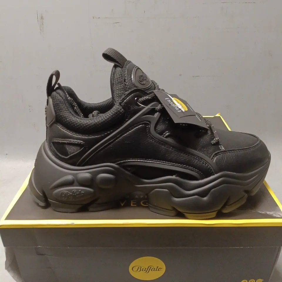 BOXED PAIR OF BUFFALO BINARY SHOES IN BLACK - UK SIZE 6.5