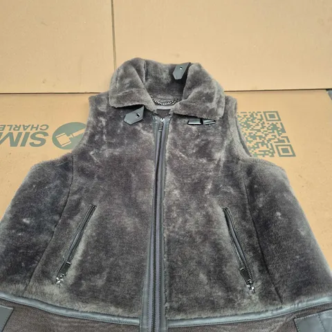 MINT VELVET WOMEN'S CHARCOAL FAUX FUR COAT – UK 14