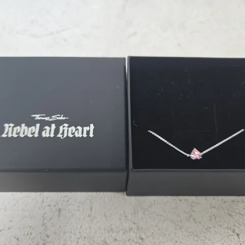 THOMAS SABO REBEL AT HEART NECKLACE – PINK HEART PENDANT
